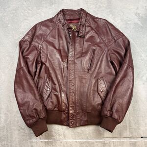 Vintage Reed Sportswear Burgundy Leather Bomber Jacket USA Made Men’s R46